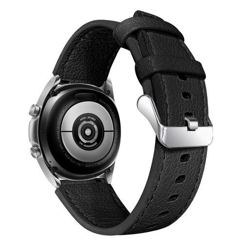 For Fossil Gen 5 Carlyle Replacement Strap Adjustable Double-sided Textured Top Layer Cowhide Leather Watch Band - Black - 1