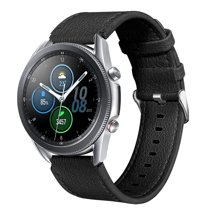 For Fossil Gen 5 Carlyle Replacement Strap Adjustable Double-sided Textured Top Layer Cowhide Leather Watch Band - Black - 2