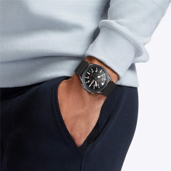 For Fossil Gen 5 Carlyle Replacement Strap Adjustable Double-sided Textured Top Layer Cowhide Leather Watch Band - Black - 4
