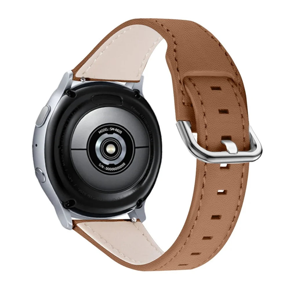 For TicWatch Pro/GTX Replacement Watchband Cowhide Leather Watch Strap with Stainless Steel Buckle (22mm) - Brown - 1