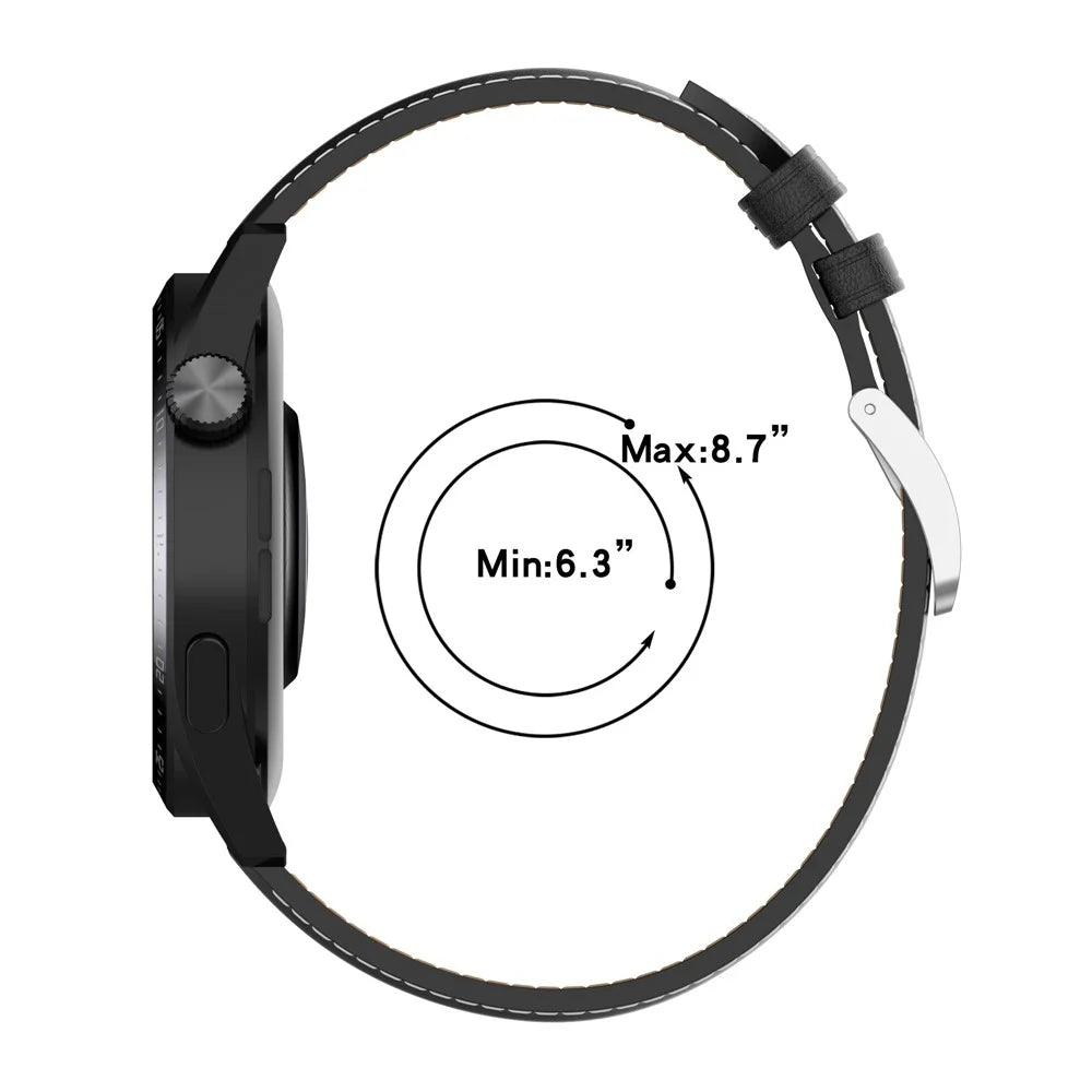 For Samsung Galaxy Watch3 45mm / Huawei Watch GT 3 / Honor Watch GS3 / Garmin / Xiaomi Watch S1 22mm Genuine Leather Strap Watch Band - Black - 7