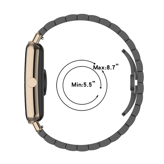For Huawei Watch Fit Mini 16mm Stainless Steel Watchband Smart Watch Strap Replacement - Black - 6