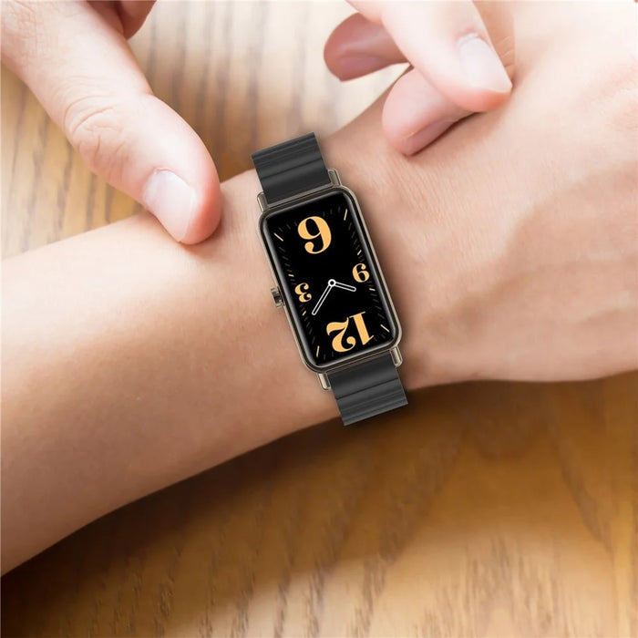 For Huawei Watch Fit Mini 16mm Stainless Steel Watchband Smart Watch Strap Replacement - Black - 7