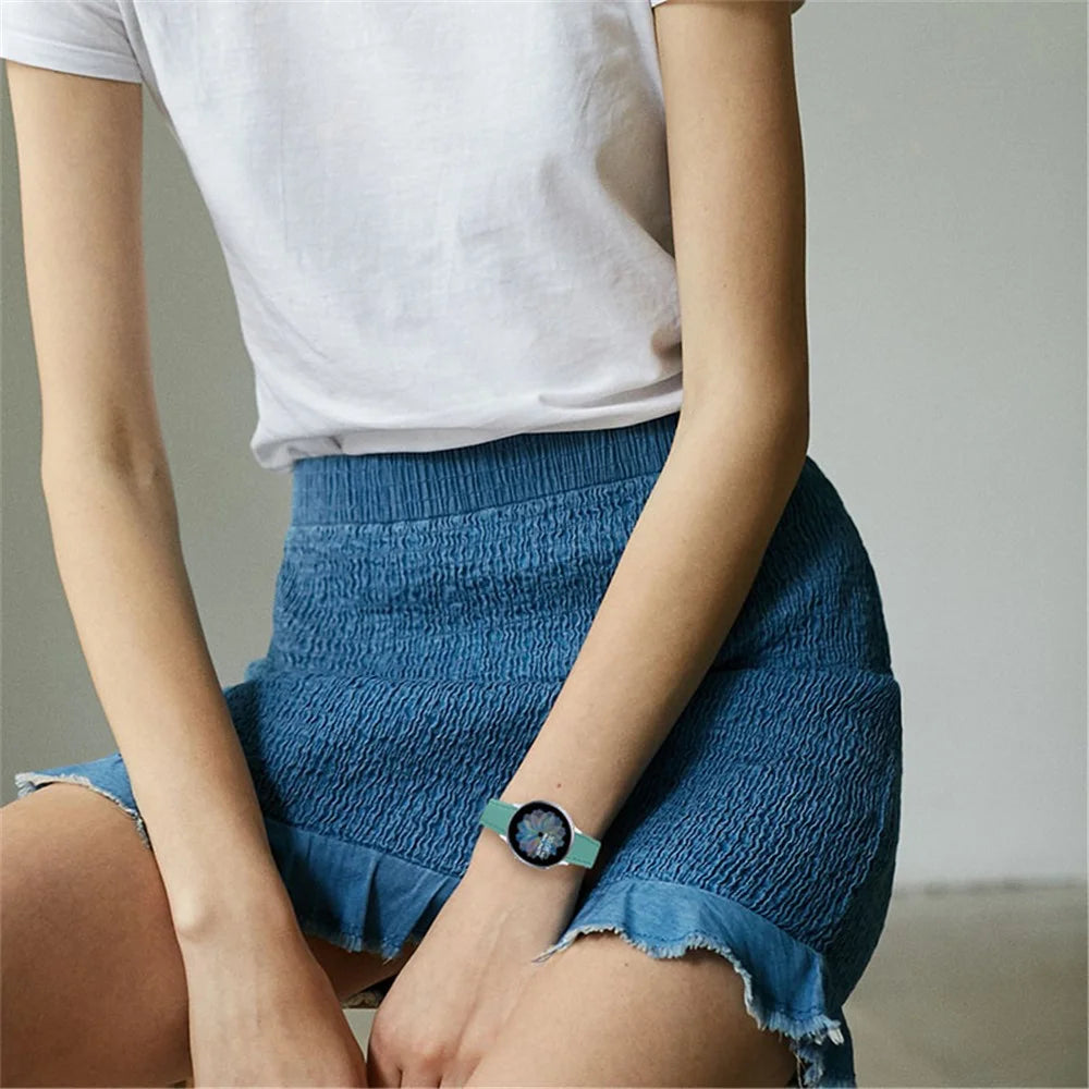 For Huami Amazfit GTS/Amazfit Bip/Amazfit Bip Lite Cowhide Leather Solid Color Soft Wrist Band with Stainless Steel Buckle Watch Strap (20mm) - Baby Blue - 5