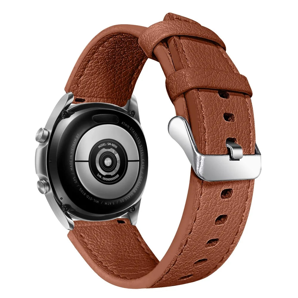 For Garmin Vivoactive 4 Buckle Design Cowhide Genuine Leather Double-sided Textured Watch Band Wrist Strap - Coffee - 1