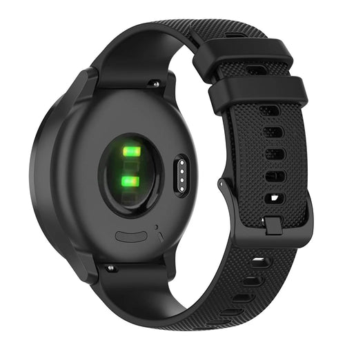 For Garmin Vivomove Sport/Venu 2 Plus 20mm Silicone Smart Watch Strap Grid Texture Adjustable Wristband - Black - 1