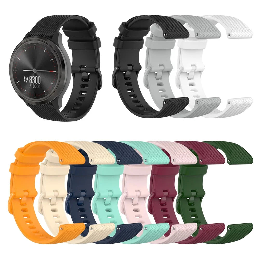 For Garmin Vivomove Sport/Venu 2 Plus 20mm Silicone Smart Watch Strap Grid Texture Adjustable Wristband - Black - 7