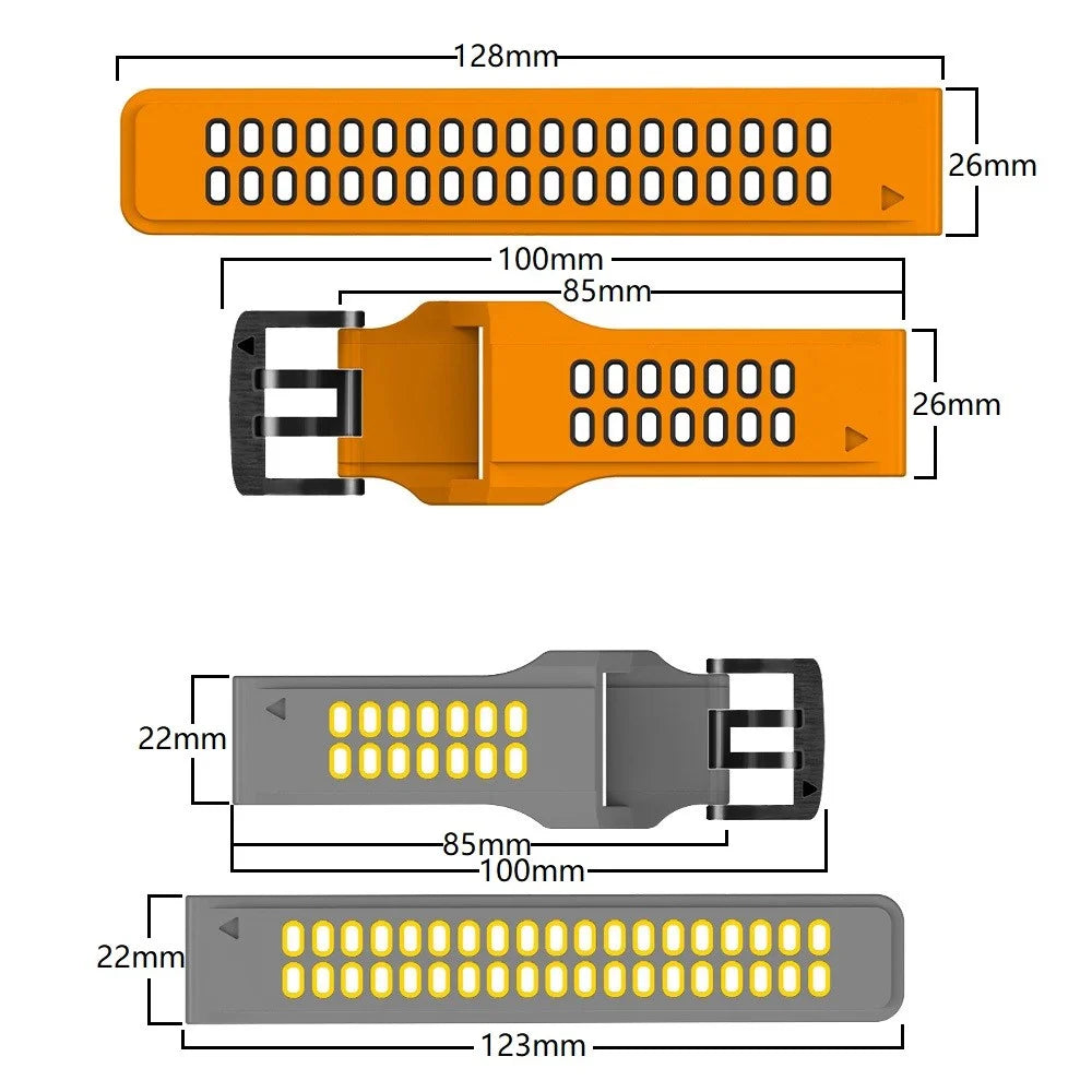 For Garmin Fenix 7X Dual-color Two Rows Holes Silicone Quick Release Watch Band Wrist Strap 26mm - Black/Orange - 7