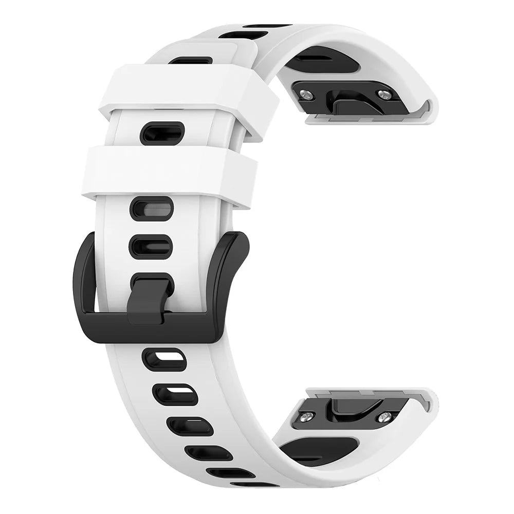 For Garmin Fenix 7S Single Row Holes Dual-color Quick Release Silicone Watch Band Wrist Strap 20mm - White/Black - 3
