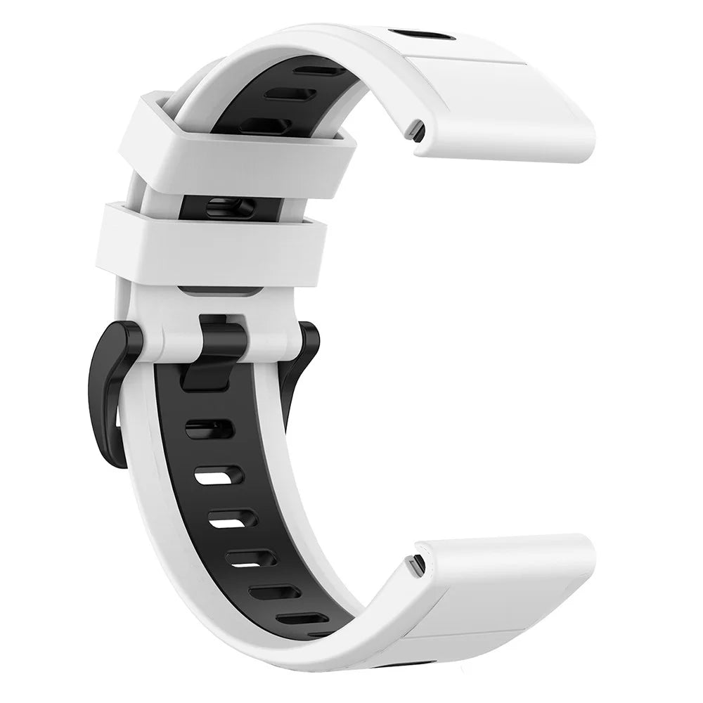 For Garmin Fenix 7S Single Row Holes Dual-color Quick Release Silicone Watch Band Wrist Strap 20mm - White/Black - 4