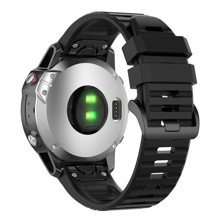 For Garmin Fenix 7 / Epix Solid Color Quick Release Silicone Watch Band Replacement Wrist Strap 22mm - Black - 1
