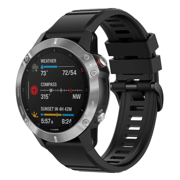 For Garmin Fenix 7 / Epix Solid Color Quick Release Silicone Watch Band Replacement Wrist Strap 22mm - Black - 2
