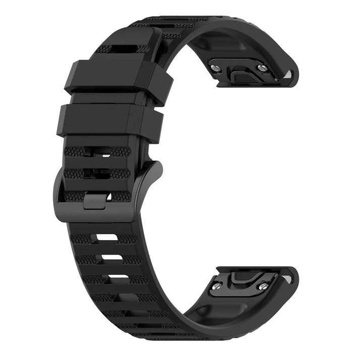 For Garmin Fenix 7 / Epix Solid Color Quick Release Silicone Watch Band Replacement Wrist Strap 22mm - Black - 3