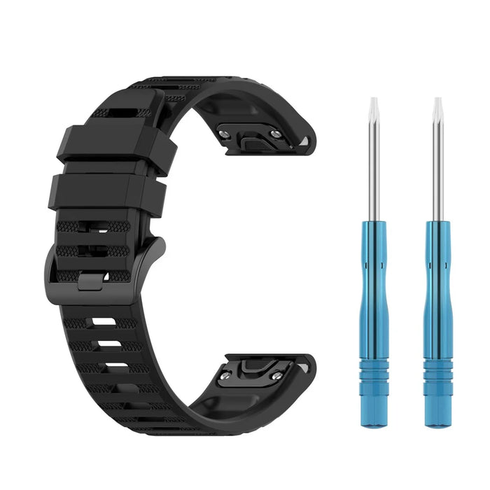 For Garmin Fenix 7 / Epix Solid Color Quick Release Silicone Watch Band Replacement Wrist Strap 22mm - Black - 5