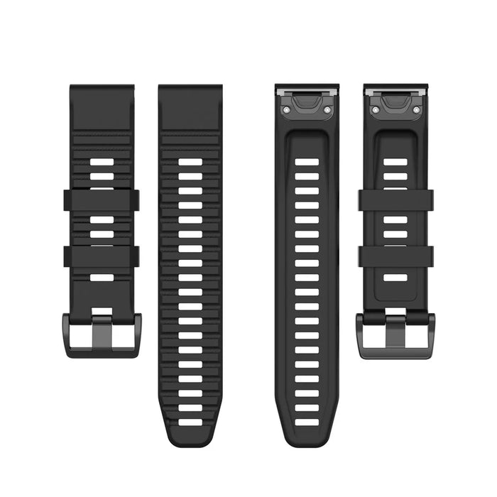 For Garmin Fenix 7 / Epix Solid Color Quick Release Silicone Watch Band Replacement Wrist Strap 22mm - Black - 6