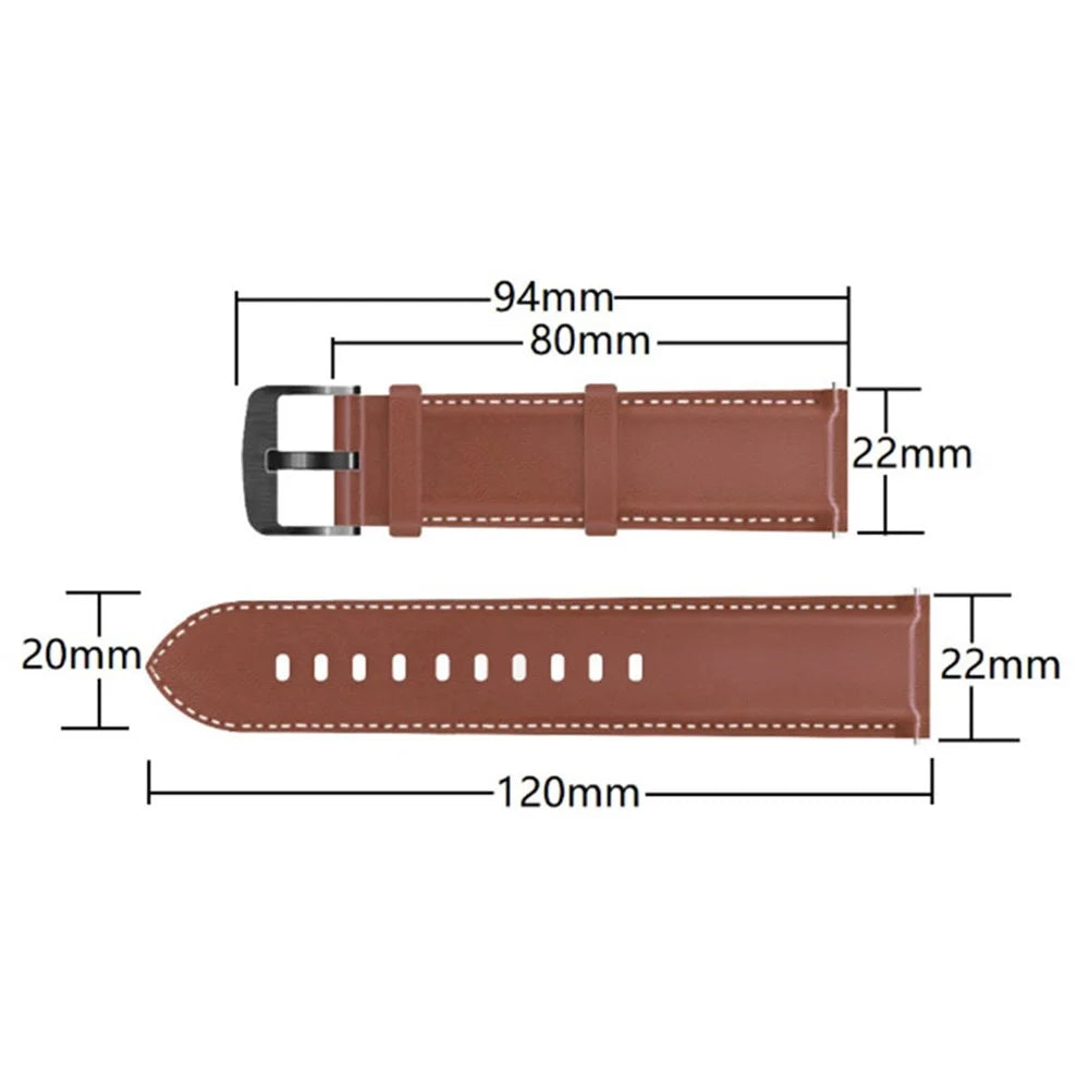For HUAWEI Watch GT3/Samsung Galaxy Watch 46mm Leather Watch Band 22mm Universal Watch Strap with Buckle - Dark Brown - 5