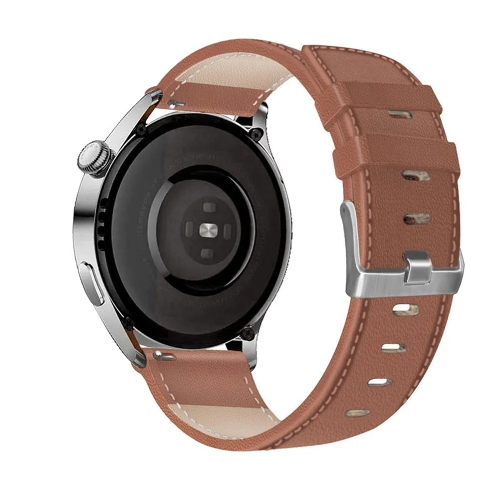 For HUAWEI Watch GT3/Samsung Galaxy Watch 46mm/Gear S3 Classic Leather Watch Band 22mm Universal Watch Strap with Buckle - Brown - 1