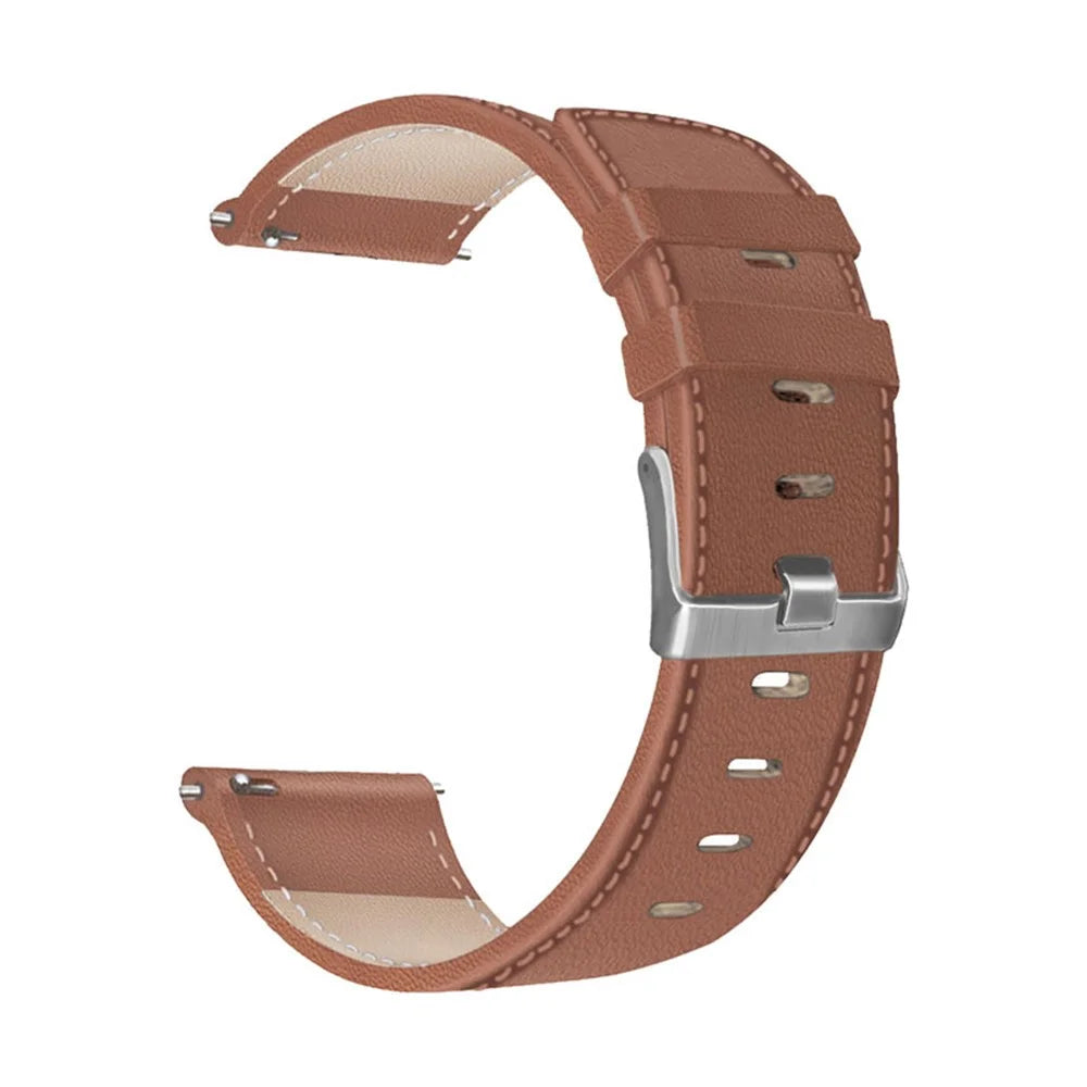 For HUAWEI Watch GT3/Samsung Galaxy Watch 46mm/Gear S3 Classic Leather Watch Band 22mm Universal Watch Strap with Buckle - Brown - 3