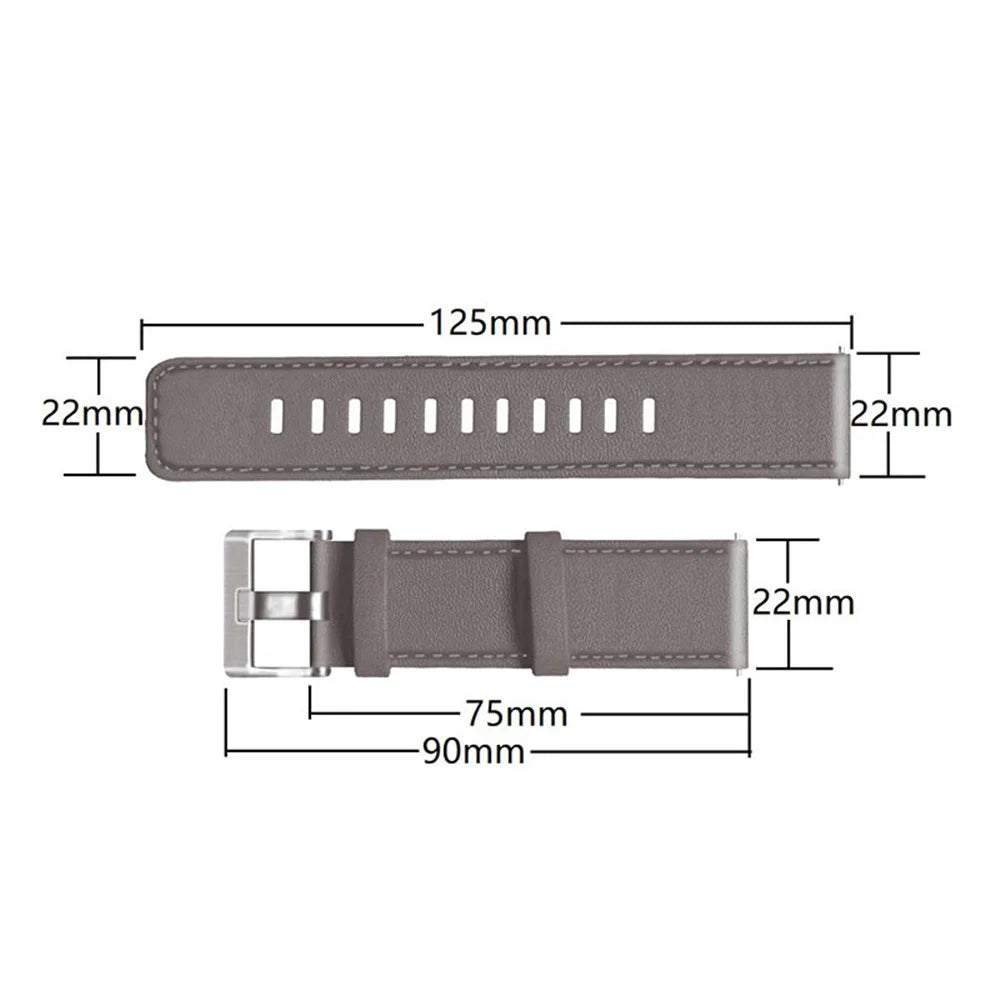 For HUAWEI Watch GT3/Samsung Galaxy Watch 46mm/Gear S3 Classic Leather Watch Band 22mm Universal Watch Strap with Buckle - Brown - 5