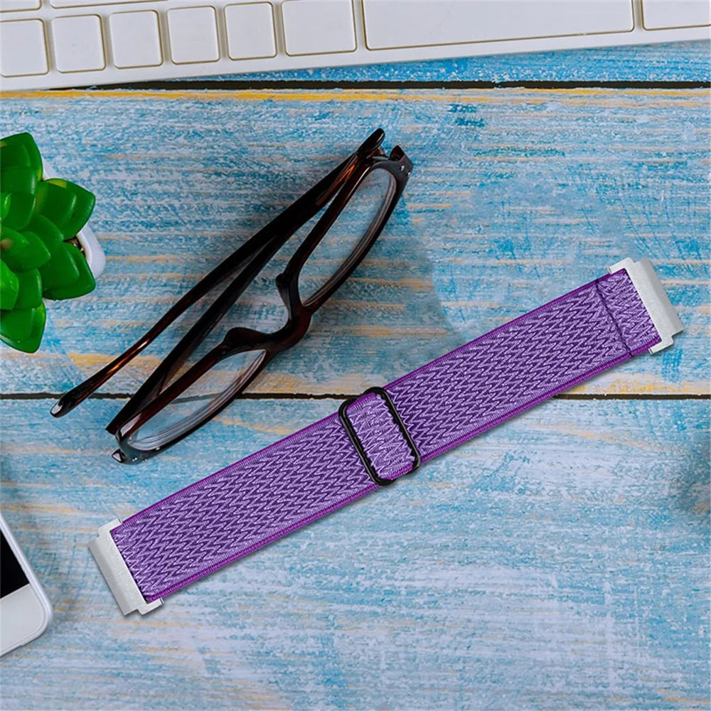 For Samsung Galaxy Watch 46mm/Watch3 45mm Adjustable Elastic Watch Strap Universal Watch Band with Buckle - Purple - 4