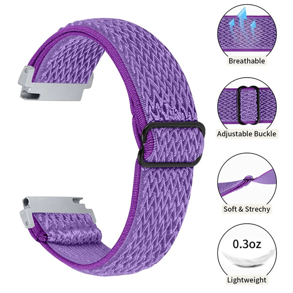 For Huami Amazfit GTR 47mm/Pace/Stratos/Stratos 2 Adjustable Elastic Watch Strap Universal 22mm Watch Band with Buckle - Purple - 2
