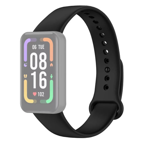 For Xiaomi Redmi Smart Band Pro Solid Color Soft Silicone Watch Band Adjustable Wrist Strap - Black - 1
