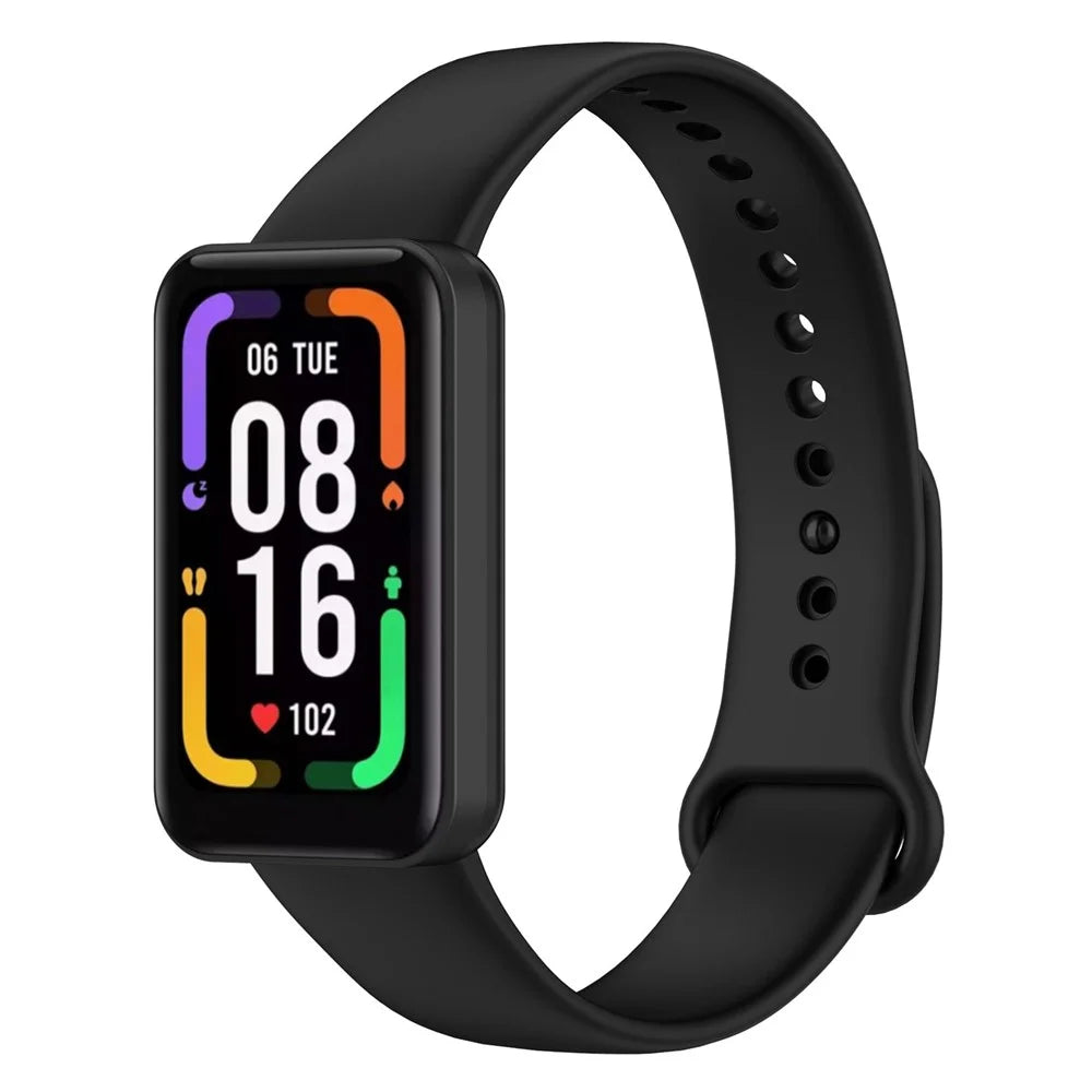 For Xiaomi Redmi Smart Band Pro Solid Color Soft Silicone Watch Band Adjustable Wrist Strap - Black - 2