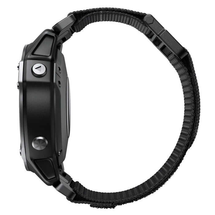 26mm Sport Loop Strap for Garmin Fenix 7X / 6X / 5X, Breathable Nylon Adjustable Elastic Replacement Band - Black - 4