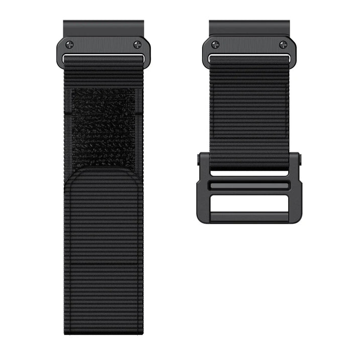 26mm Sport Loop Strap for Garmin Fenix 7X / 6X / 5X, Breathable Nylon Adjustable Elastic Replacement Band - Black - 6