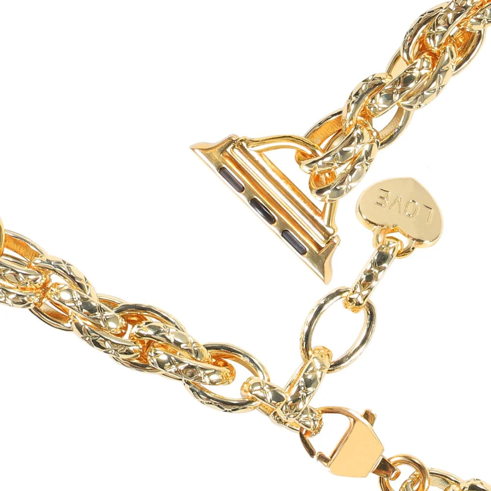 For Apple Watch Series 11 10 42mm / 9 8 7 41mm / SE3 SE2 SE 6 5 4 40mm / 3 2 1 38mm Stainless Steel Watch Strap Replacement Bracelet with Pendant - Gold - 4