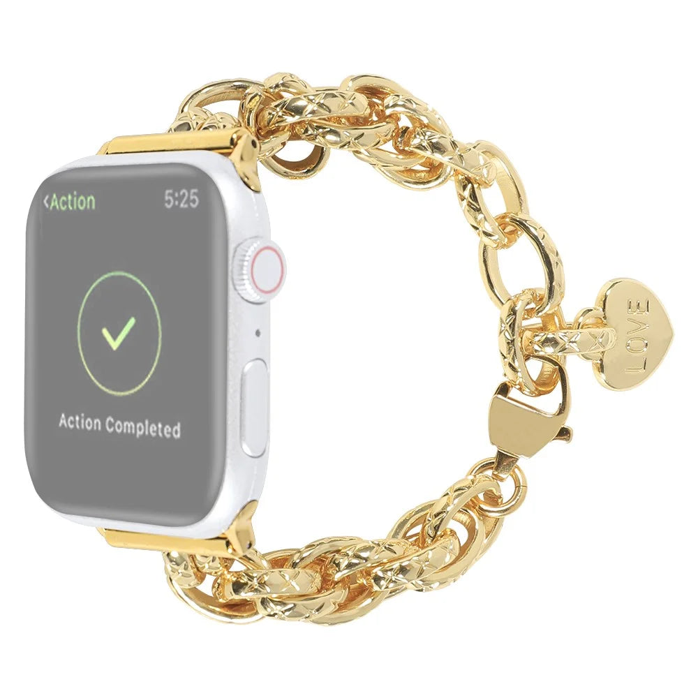 For Apple Watch Ultra 3 2 1 49mm / Series 11 10 46mm / 9 8 7 45mm / SE3 SE2 SE 6 5 4 44mm / 3 2 1 42mm Watch Strap Stainless Steel 22mm Smart Watch Bracelet - Gold - 1