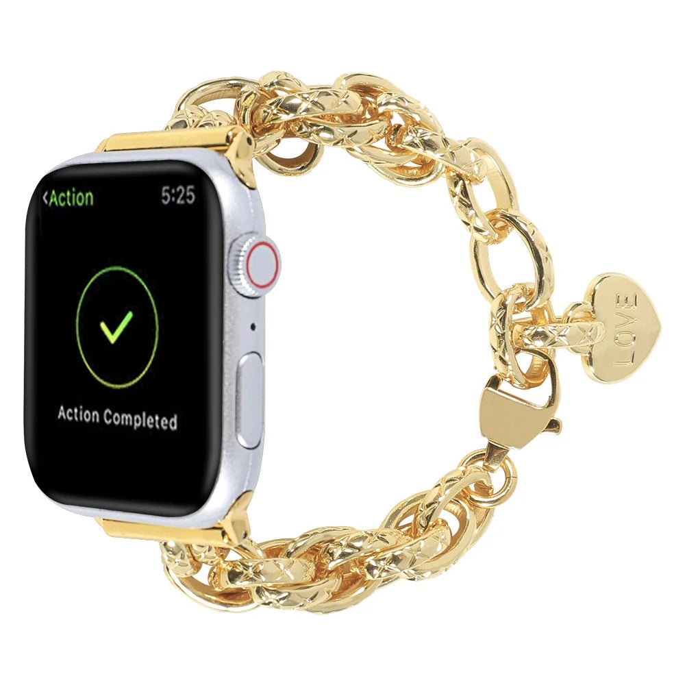 For Apple Watch Ultra 3 2 1 49mm / Series 11 10 46mm / 9 8 7 45mm / SE3 SE2 SE 6 5 4 44mm / 3 2 1 42mm Watch Strap Stainless Steel 22mm Smart Watch Bracelet - Gold - 2