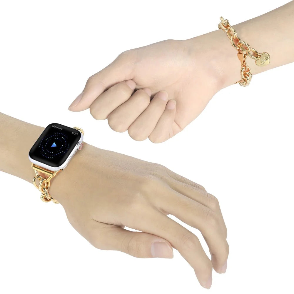 For Apple Watch Ultra 3 2 1 49mm / Series 11 10 46mm / 9 8 7 45mm / SE3 SE2 SE 6 5 4 44mm / 3 2 1 42mm Watch Strap Stainless Steel 22mm Smart Watch Bracelet - Gold - 5