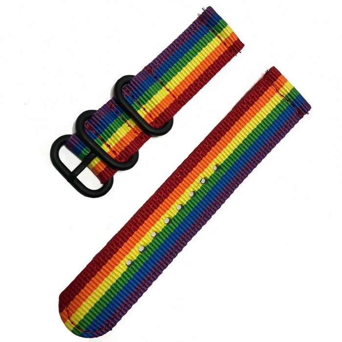 For Garmin Venu 2S / Vivoactive 4S 18mm Nylon Watch Strap Three Heavy Buckles Watch Band Replacement - Rainbow - 2