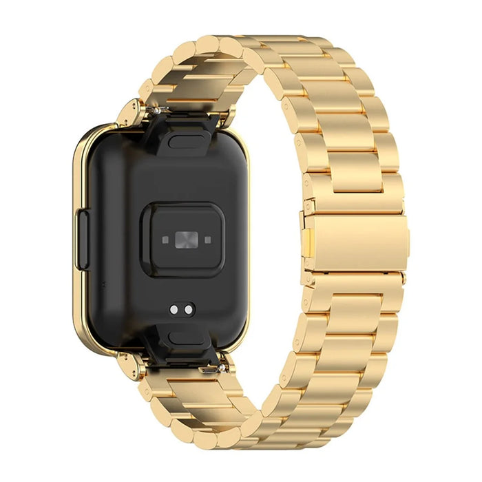 For Xiaomi Redmi Watch 2 Lite Metal Three Beads Wrist Strap+Watch Case - Gold - 2