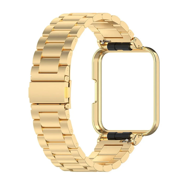 For Xiaomi Redmi Watch 2 Lite Metal Three Beads Wrist Strap+Watch Case - Gold - 3