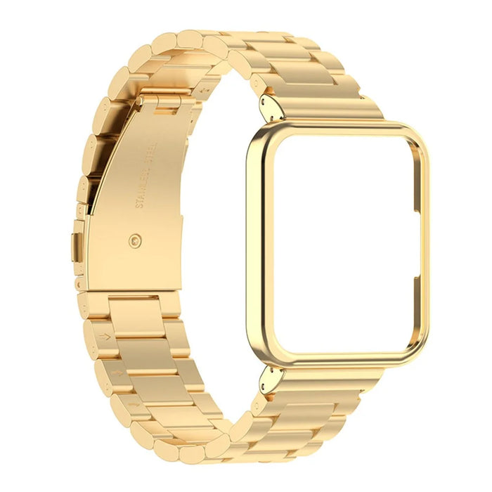 For Xiaomi Redmi Watch 2 Lite Metal Three Beads Wrist Strap+Watch Case - Gold - 4