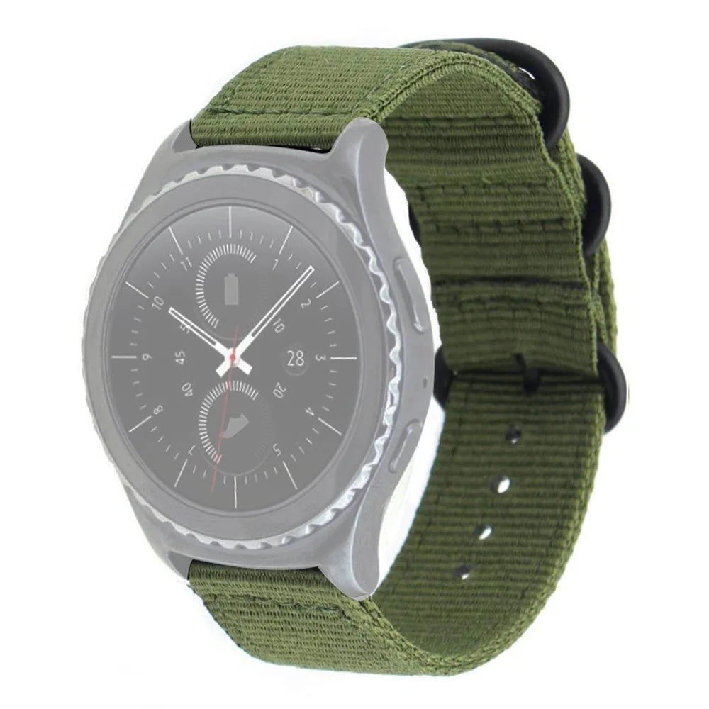 For Suunto 9/Suunto 9 Baro Nylon Watch Strap Three Heavy Buckles Watch Band Replacement 24mm - Army Green - 1
