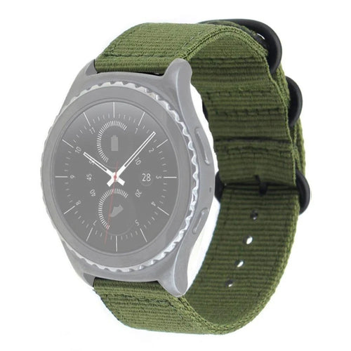 For Suunto 9/Suunto 9 Baro Nylon Watch Strap Three Heavy Buckles Watch Band Replacement 24mm - Army Green - 1