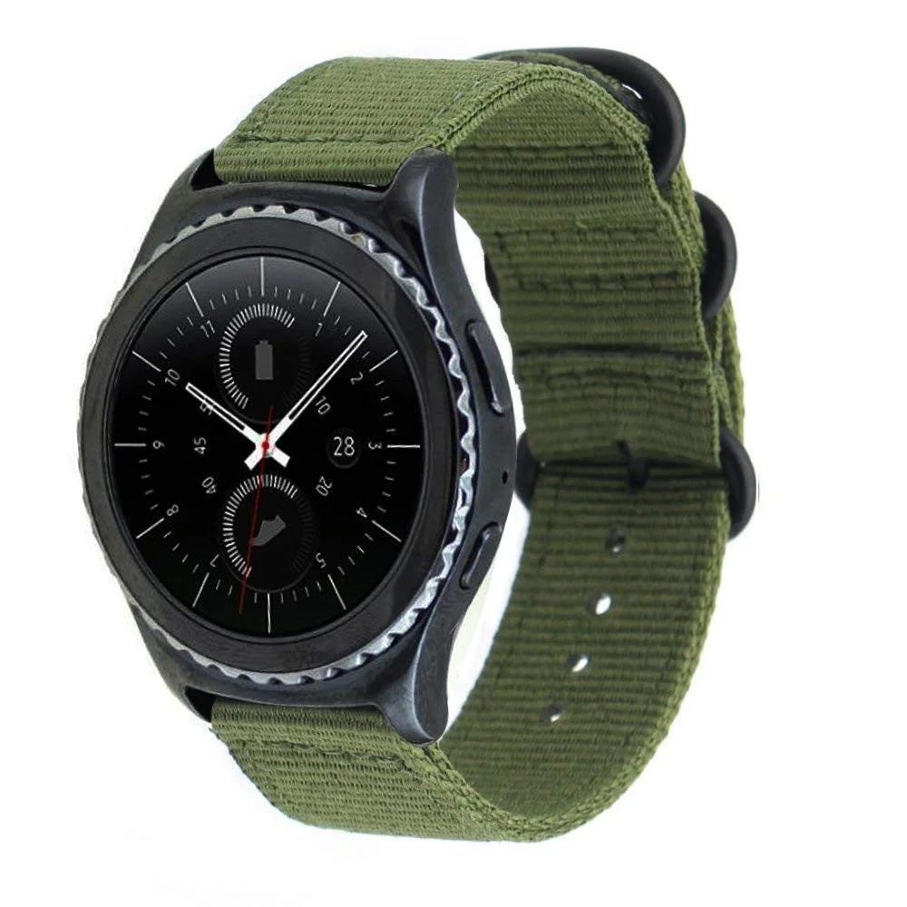 For Suunto 9/Suunto 9 Baro Nylon Watch Strap Three Heavy Buckles Watch Band Replacement 24mm - Army Green - 2