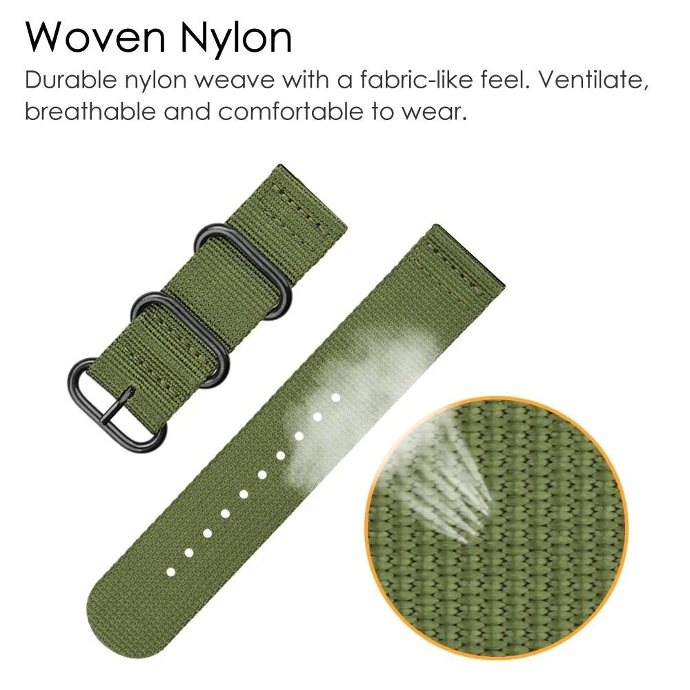 For Suunto 9/Suunto 9 Baro Nylon Watch Strap Three Heavy Buckles Watch Band Replacement 24mm - Army Green - 5