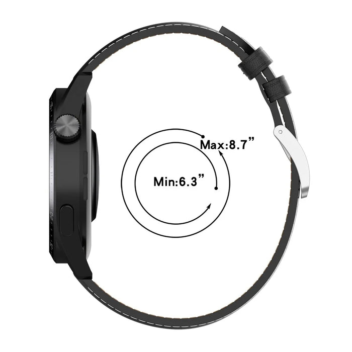 For Huawei Watch GT/Samsung Gear S3/Galaxy Watch 46mm Smart Watch Band 22mm Universal Stitching Line First Layer Cowhide Solid Color Strap - Black - 7