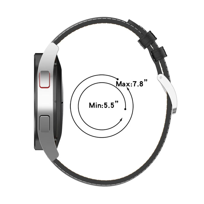 For Huawei Watch GT2/Samsung Galaxy Watch Active 20mm Universal Stitching Line First Layer Cowhide Solid Color Smart Watch Replacement Strap - Black - 7
