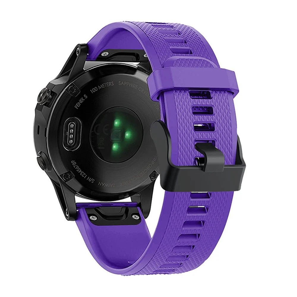 For Garmin Fenix 7 Wrist Band Quick Release Silicone Adjustable Watch Strap with Black Buckle - Purple - 1