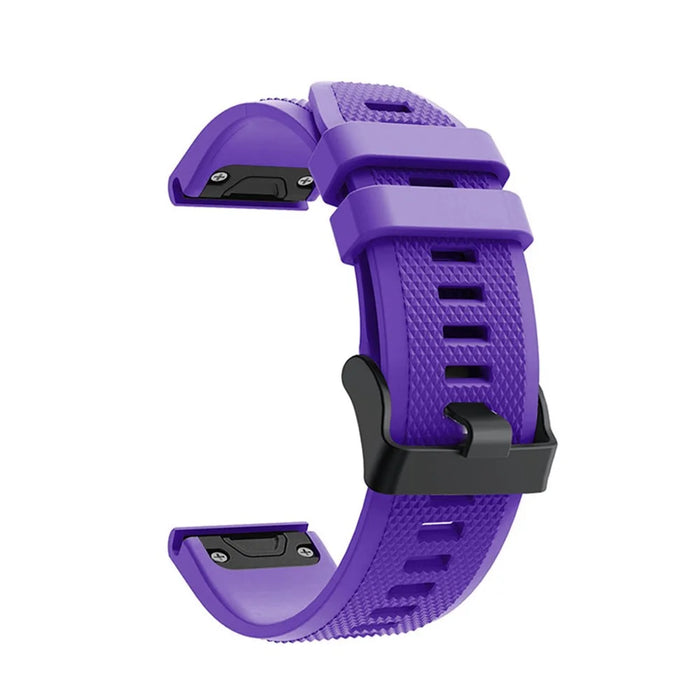 For Garmin Fenix 7 Wrist Band Quick Release Silicone Adjustable Watch Strap with Black Buckle - Purple - 3