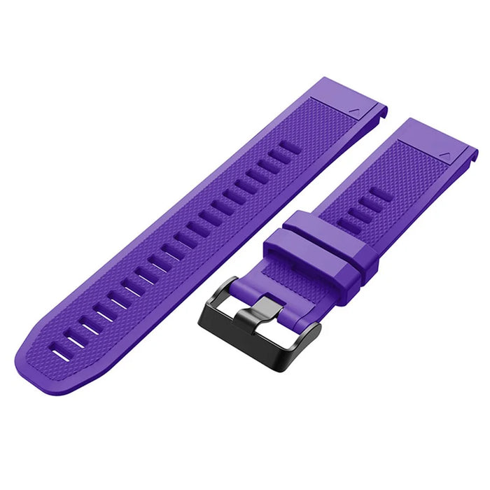 For Garmin Fenix 7 Wrist Band Quick Release Silicone Adjustable Watch Strap with Black Buckle - Purple - 4