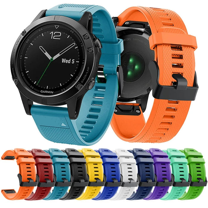 For Garmin Fenix 7 Wrist Band Quick Release Silicone Adjustable Watch Strap with Black Buckle - Purple - 5