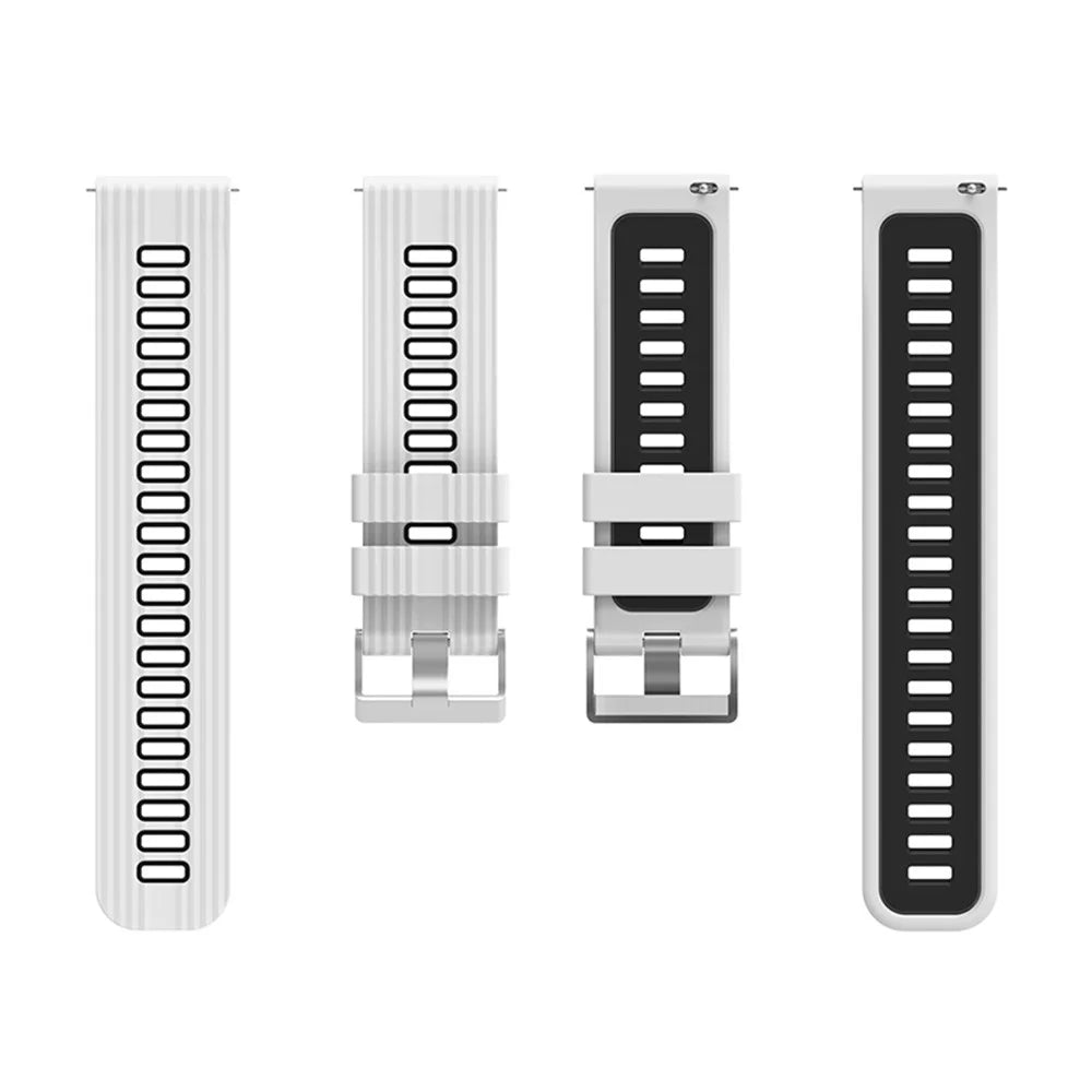 For Huawei Watch GT 3 (46mm) Dual Color 22mm Silicone Watch Strap Replacement Wrist Band - White/Black - 2