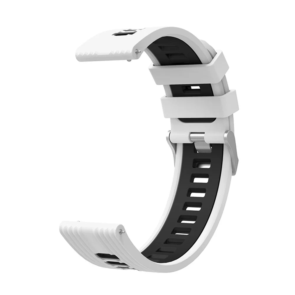 For Huawei Watch GT 3 (46mm) Dual Color 22mm Silicone Watch Strap Replacement Wrist Band - White/Black - 3