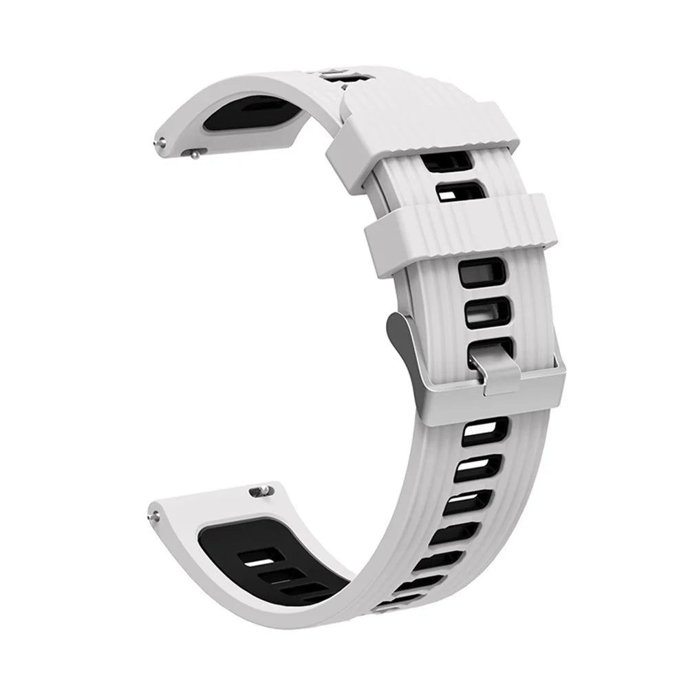 For Huawei Watch GT 3 (46mm) Dual Color 22mm Silicone Watch Strap Replacement Wrist Band - White/Black - 4
